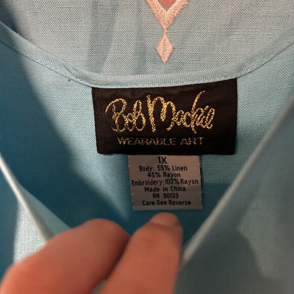 Bob Mackie Wearable Art Twin set Jacket & Tank Top 1X Embroidered Linen Cut Outs - Picture 2 of 7